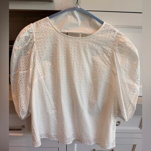 A New Day Women’s White Eyelet Puff Sleeve Top, new w/tags, size L